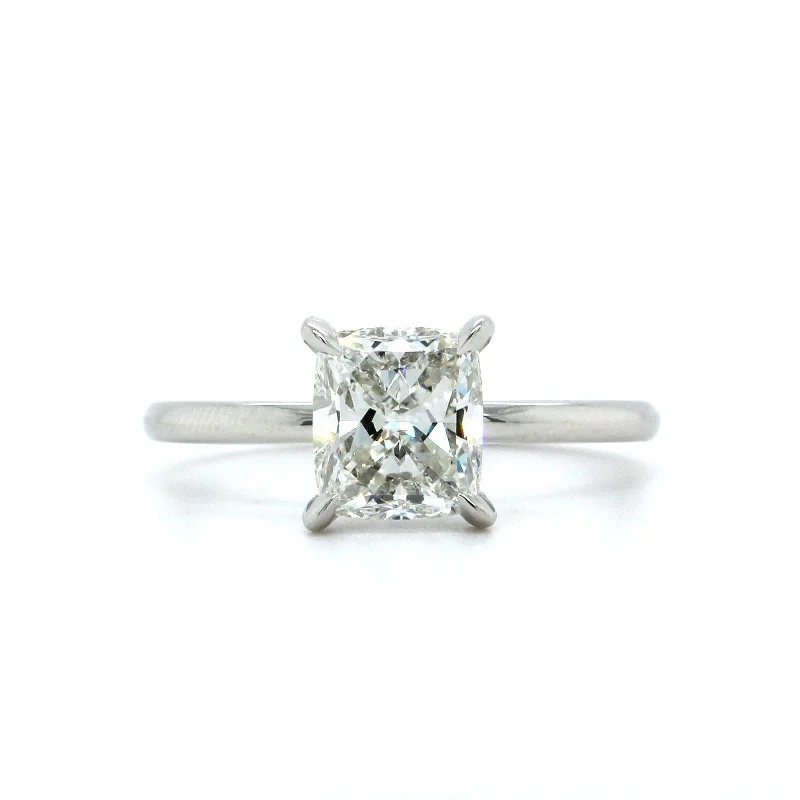 Platinum Cushion Cut Diamond Solitaire Engagement Ring