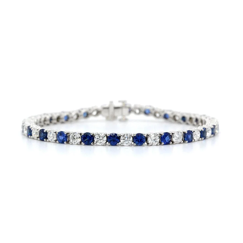 Platinum Sapphire and Diamond Tennis Bracelet