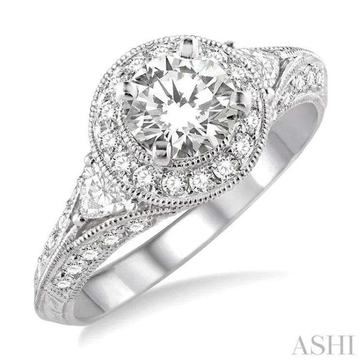 5/8 Ctw Diamond Semi-Mount Engagement Ring in 14K White Gold