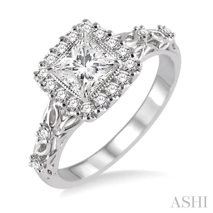 1/3 Ctw Diamond Semi-mount Engagement Ring in 14K White Gold