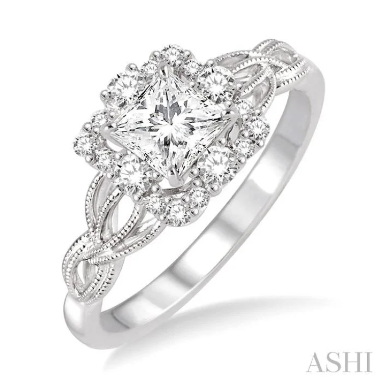 1/3 Ctw Diamond Semi-mount Engagement Ring in 14K White Gold