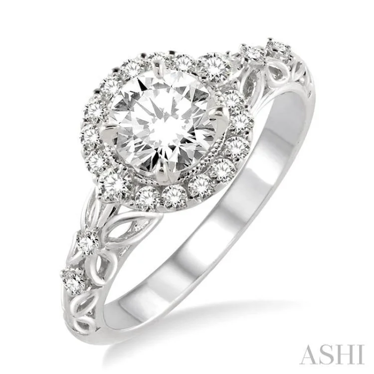 1/3 Ctw Diamond Semi-mount Engagement Ring in 14K White Gold