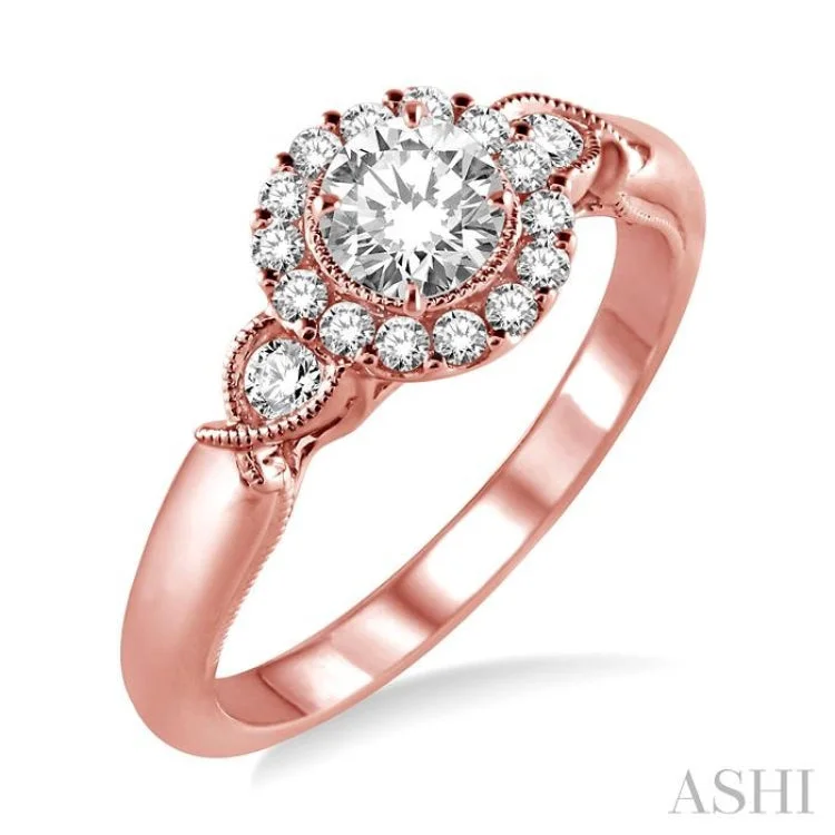 1/4 Ctw Diamond Semi-mount Engagement Ring in 14K Rose Gold