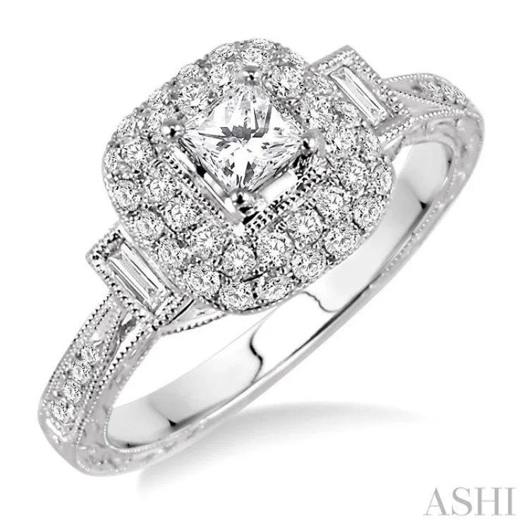 1/2 Ctw Diamond Semi-Mount Engagement Ring in 14K White Gold