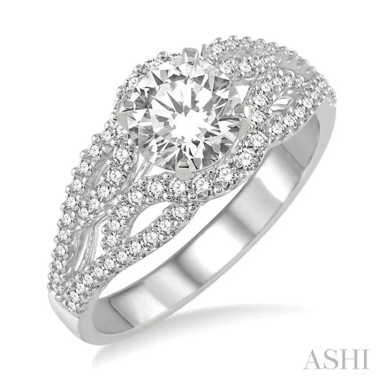 1/2 Ctw Diamond Semi-mount Engagement Ring in 14K White Gold