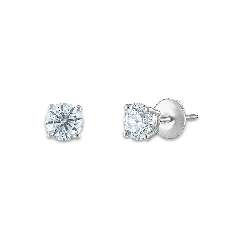 Signature Certificate EcoLove 1 CTW Round Lab Grown Diamond Solitaire Stud Earrings in 14KT White Gold