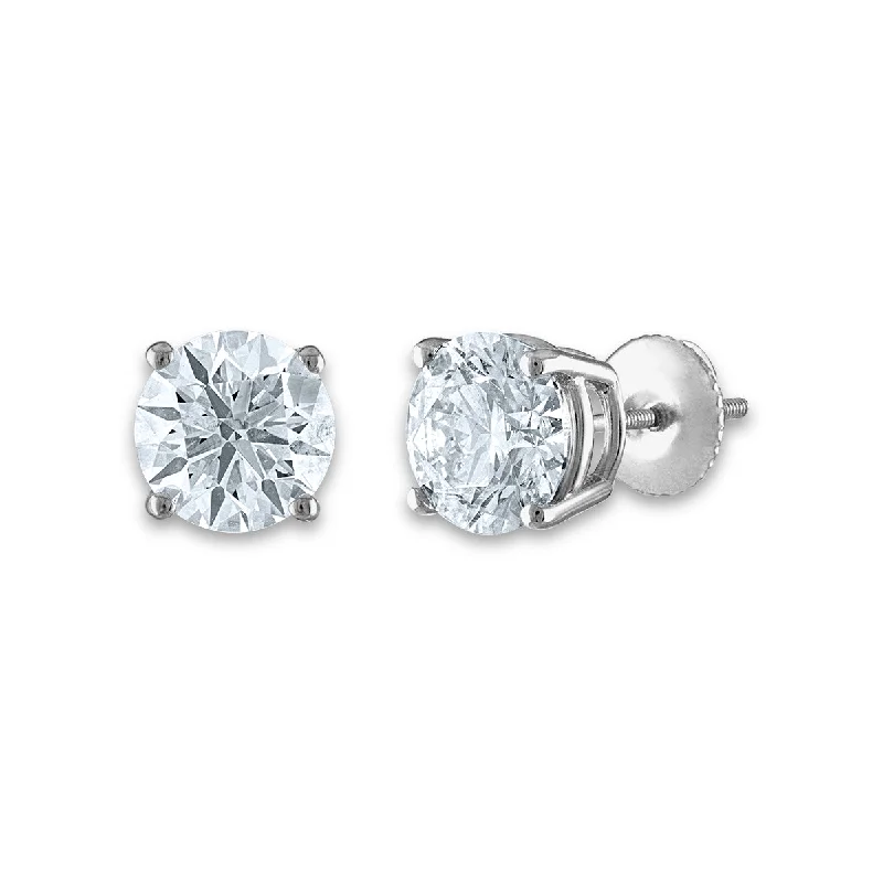 Signature Certificate EcoLove 2-1/2 CTW Round Lab Grown Diamond Solitaire Stud Earrings in 14KT White Gold