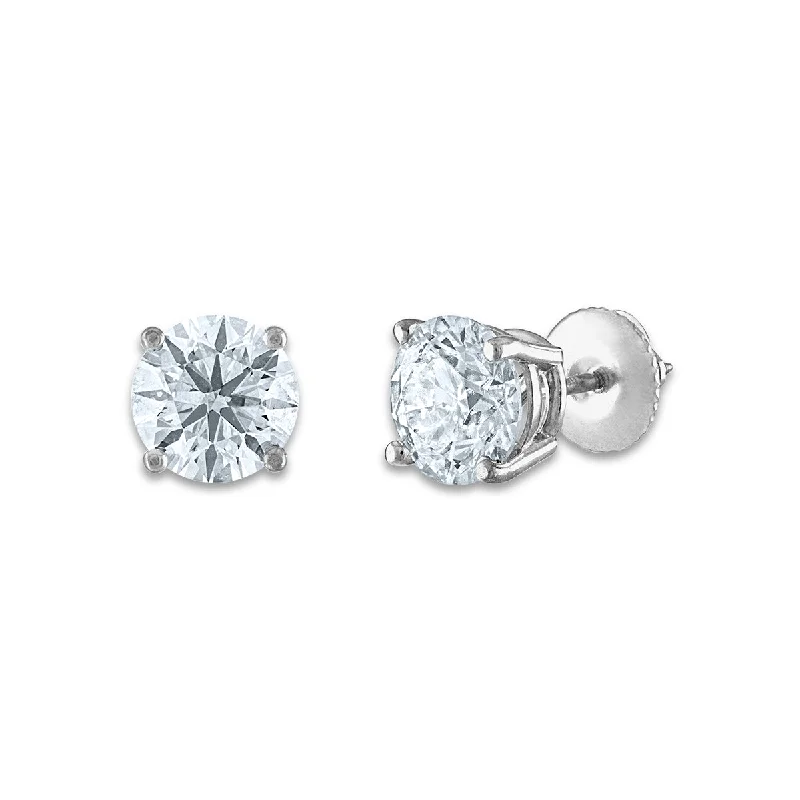 Signature Certificate EcoLove 2 CTW Round Lab Grown Diamond Solitaire Stud Earrings in 14KT White Gold