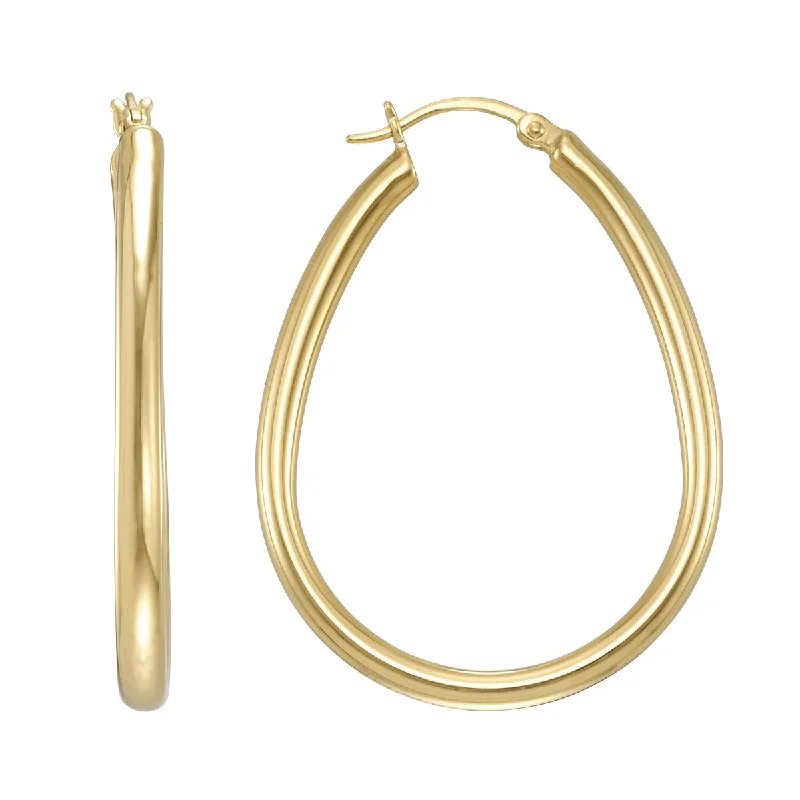 Simone I Smith Collection 18KT Yellow Gold Plated Sterling Silver 38X3MM Pear Shaped Hoop Earrings