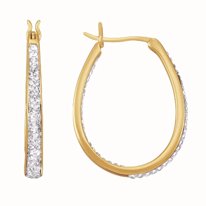 Simone I Smith Collection 18KT Yellow Gold Plated Sterling Silver Crystal 25X3MM Oval Hoop Earrings