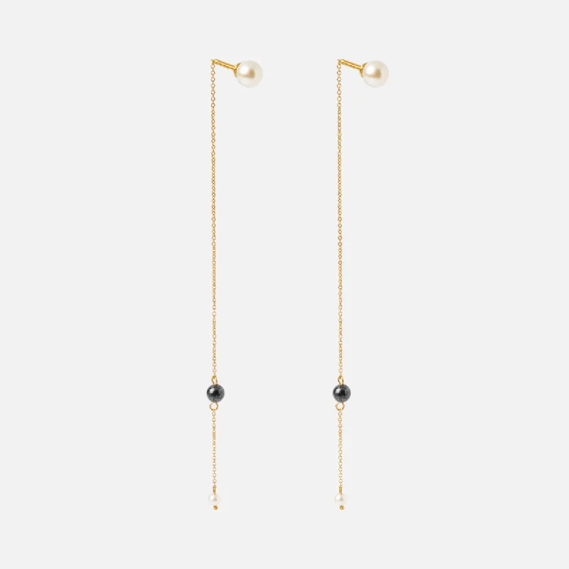 Solid Gold Freshwater Pearl Threader Earrings