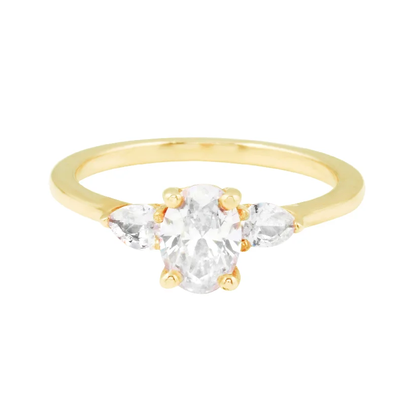 Solitaire and Pear Side Diamond Engagement Ring