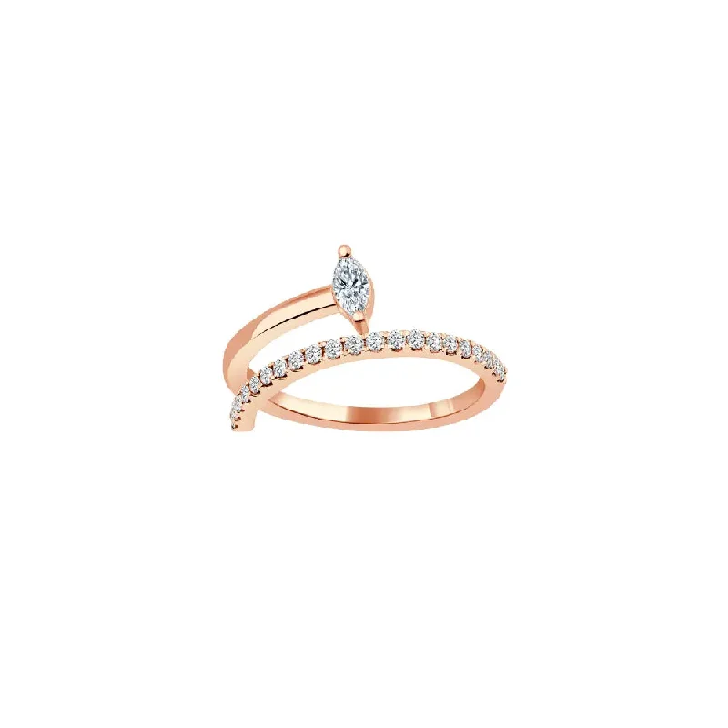 Spiral Marquise Diamond Double Band Ring