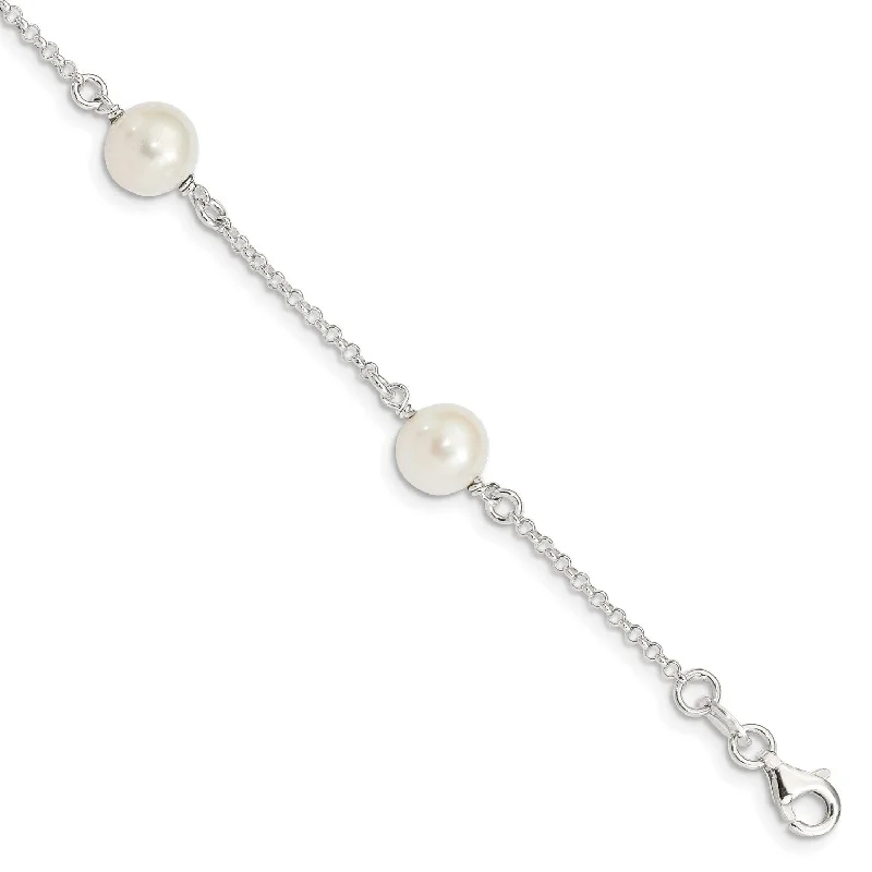 Sterling Silver Pearl 7.25-inch Lobster Clasp Bracelet