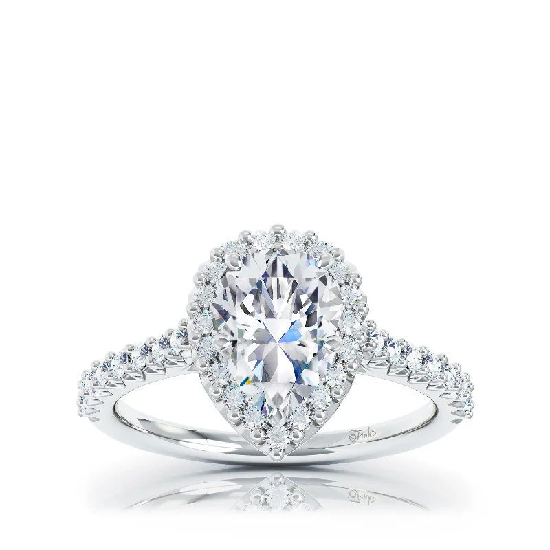 The Studio Collection Pear Center Diamond and Halo Engagement Ring