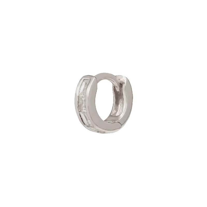 Half Baguette Huggie 5mm - White Gold