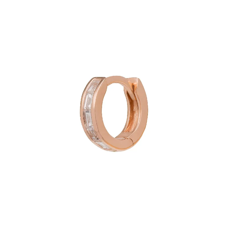 Half Baguette Huggie 6.5mm - Rose Gold