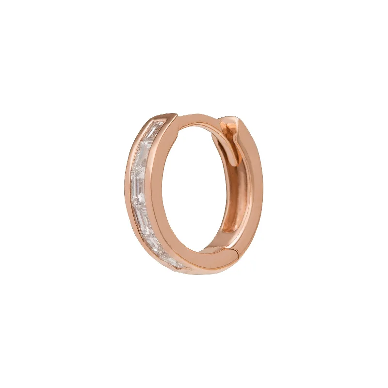 Half Baguette Huggie 8mm - Rose Gold