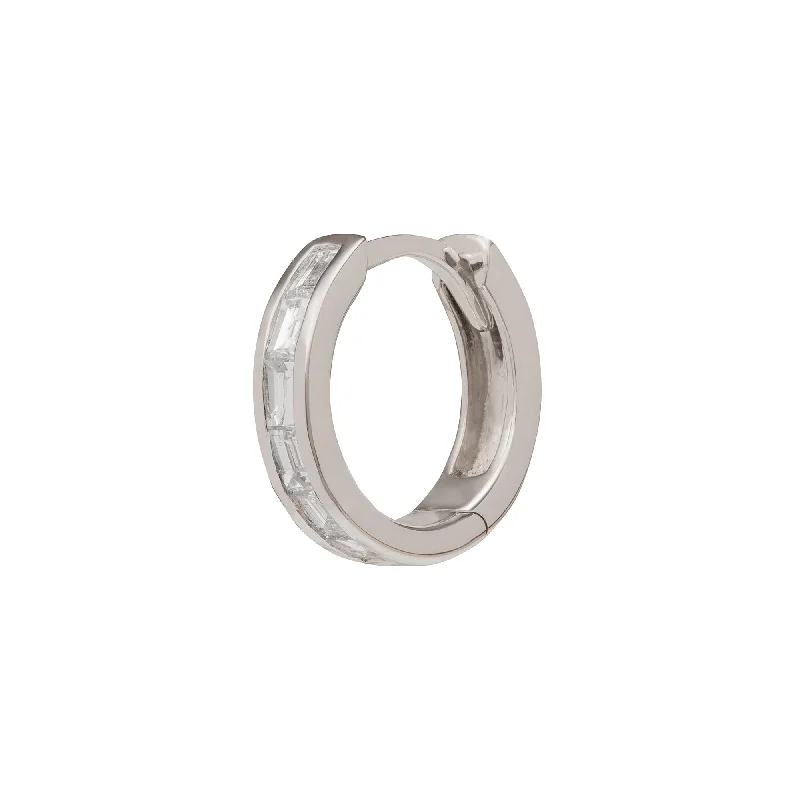 Half Baguette Huggie 8mm - White Gold