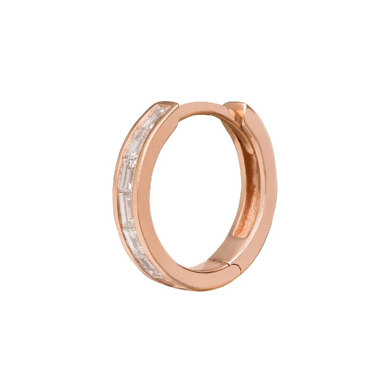 Half Baguette Huggie 9.5mm - Rose Gold