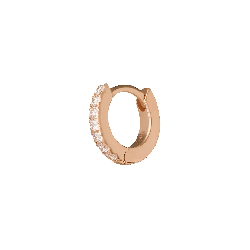 Half Paved Huggie 5mm - Rose Gold