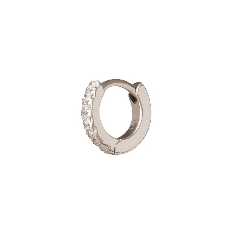 Half Paved Huggie 5mm - White Gold