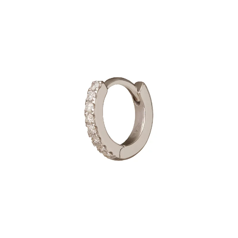 Half Paved Huggie 6.5mm - White Gold