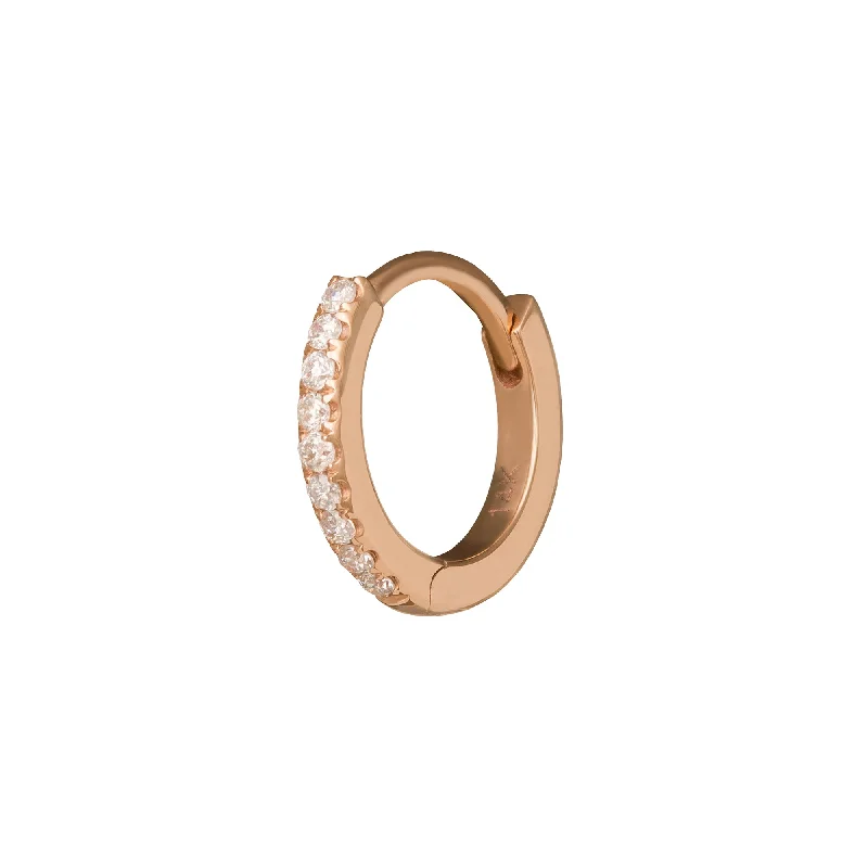 Half Paved Huggie 8mm - Rose Gold