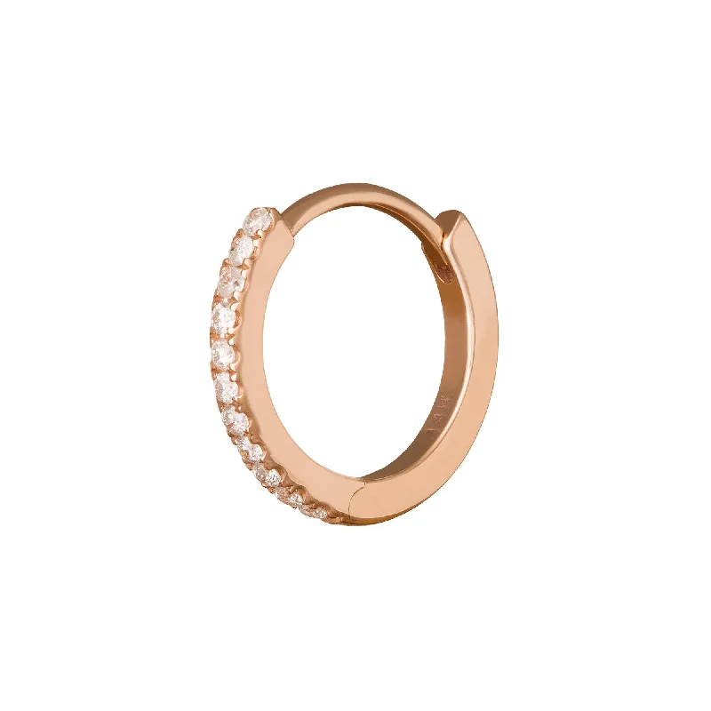 Half Paved Huggie 9.5mm - Rose Gold