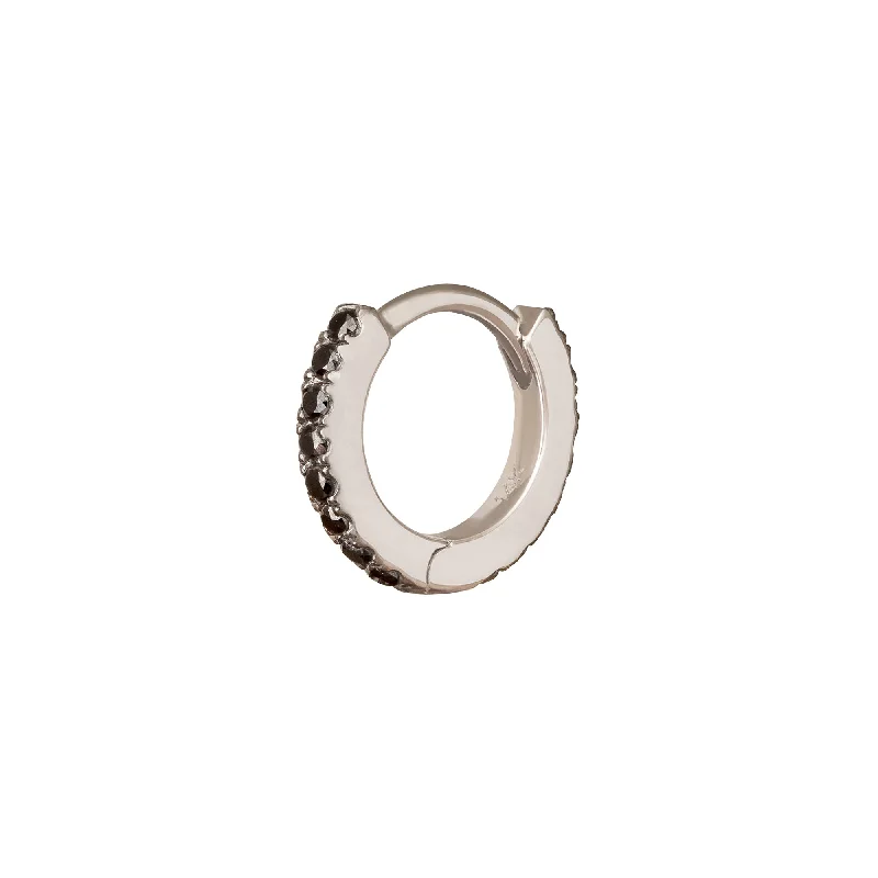 Paved Black Diamond Huggie 6.5mm - White Gold