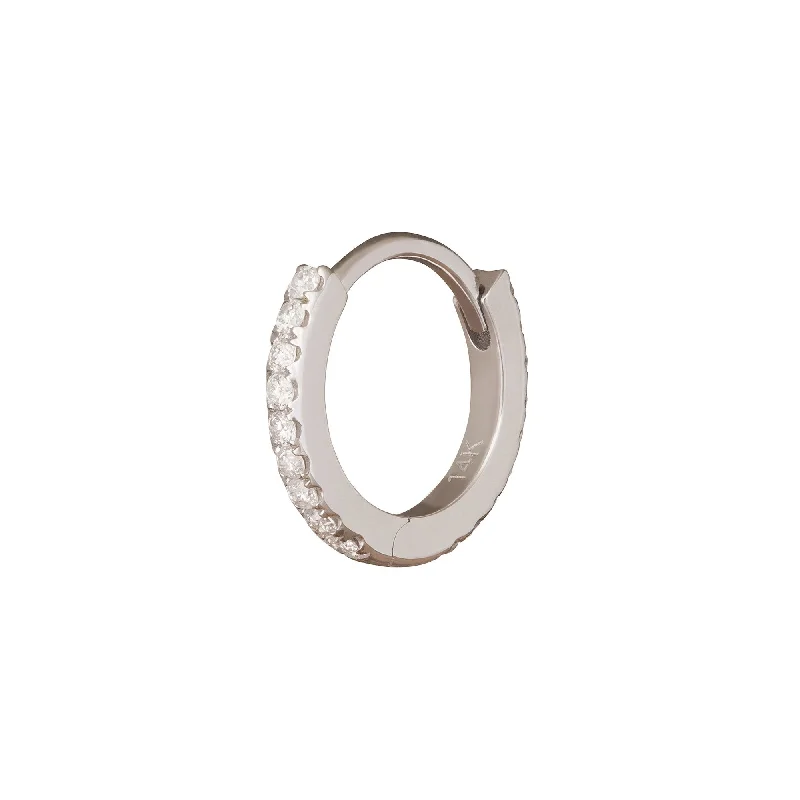 Paved Huggie 8mm - White Gold