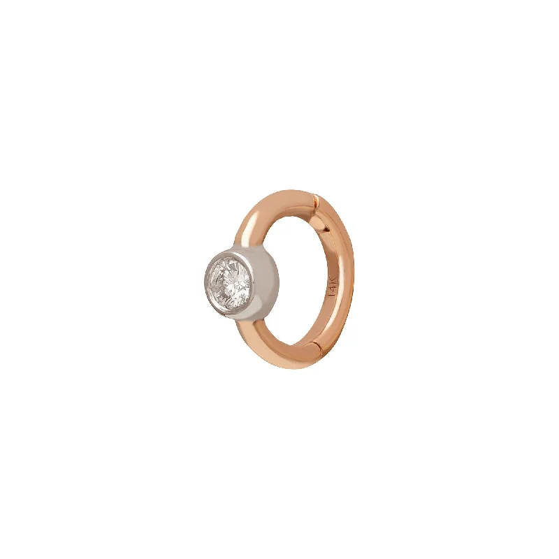 Round Bezel Huggie 5mm - Rose & White Gold