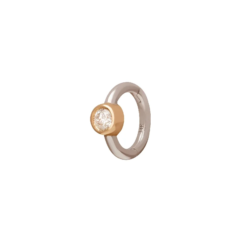 Round Bezel Huggie 5mm - White & Yellow Gold