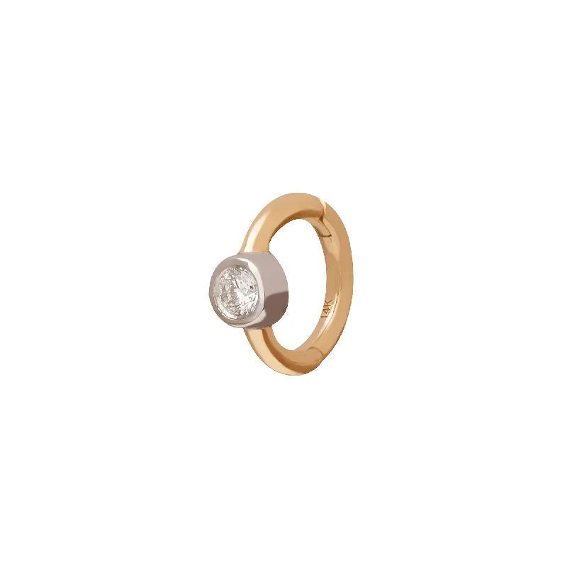 Round Bezel Huggie 5mm - Yellow & White Gold