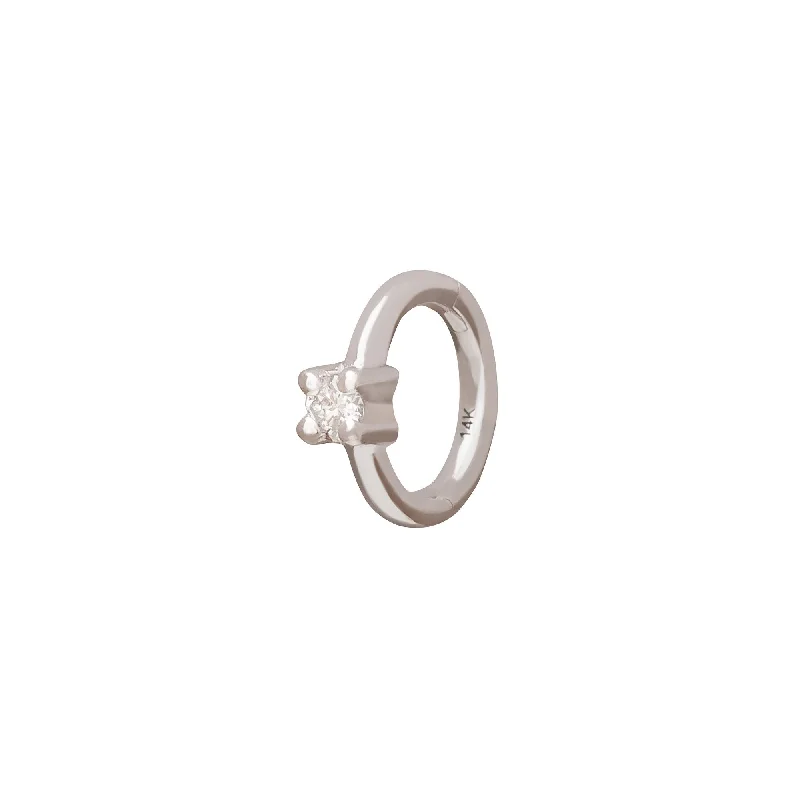 Round Prong Huggie 5mm - White Gold