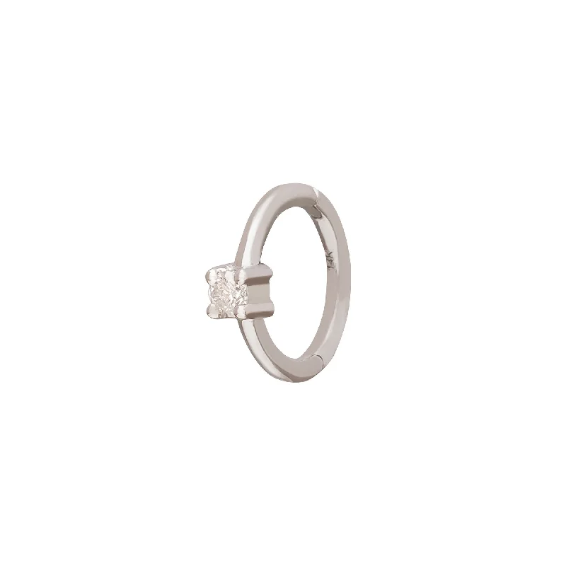 Round Prong Huggie 6.5mm - White Gold