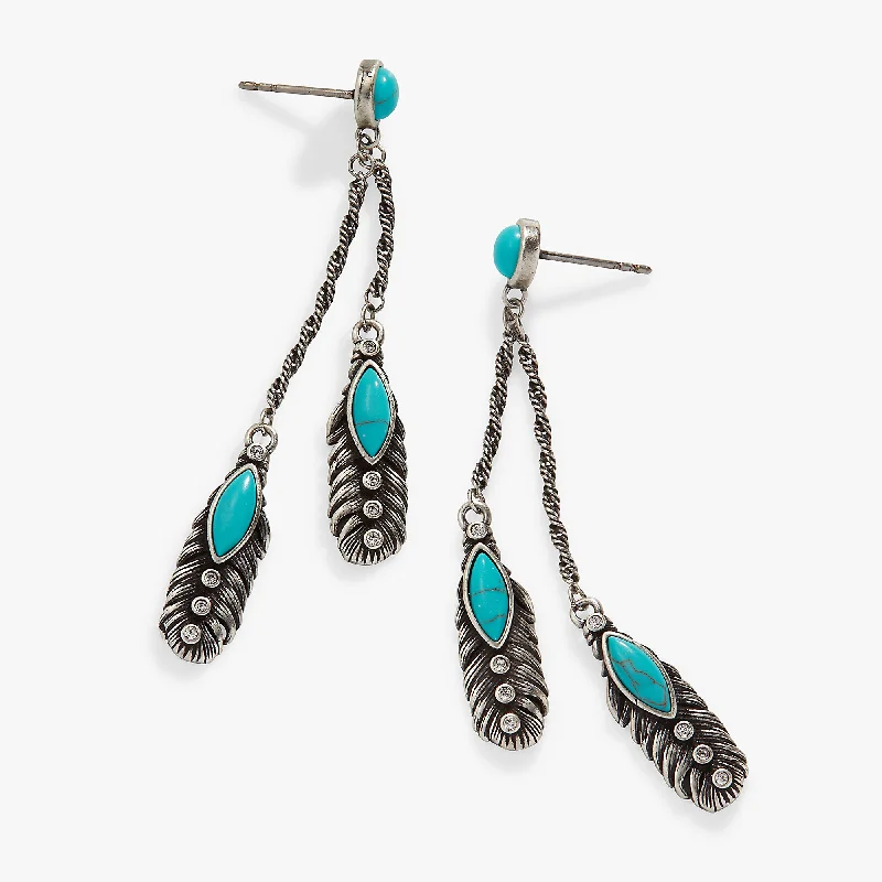 Turquoise Feather Earrings