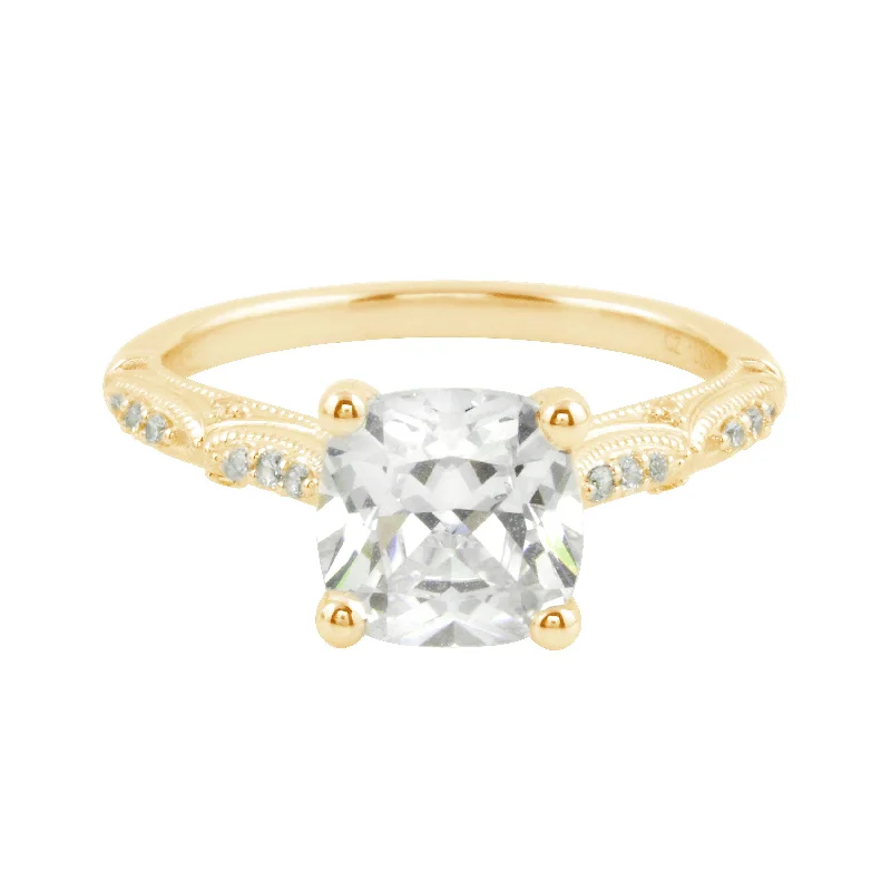 Vintage-Inspired Cushion Cut Diamond Engagement Ring