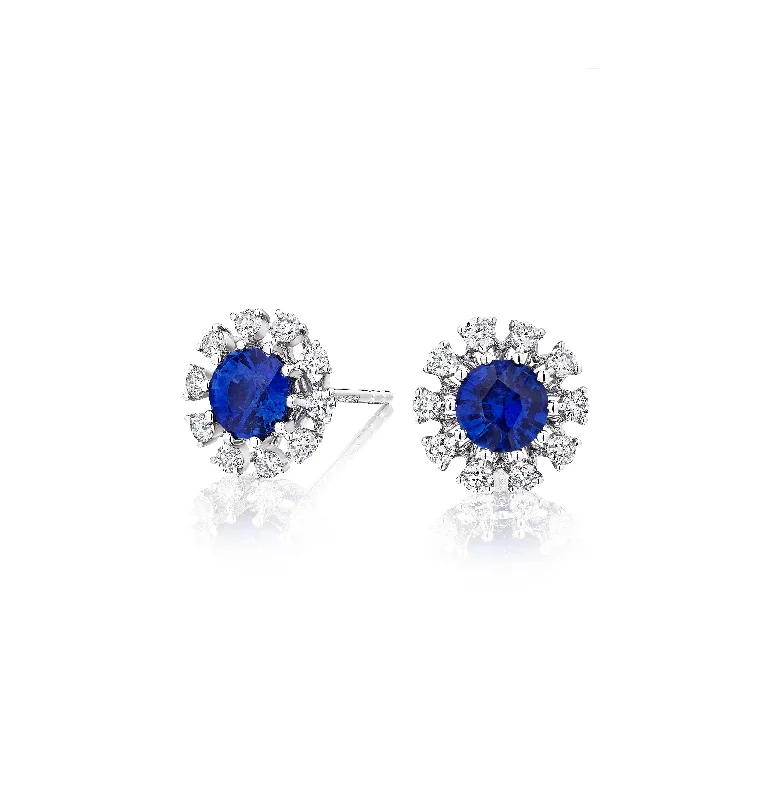 Sabel Collection White Gold Sapphire and Diamond Stud Earrings