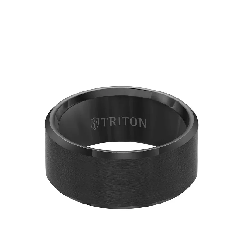 10MM Tungsten Carbide Ring - Satin Center and Bevel Edge