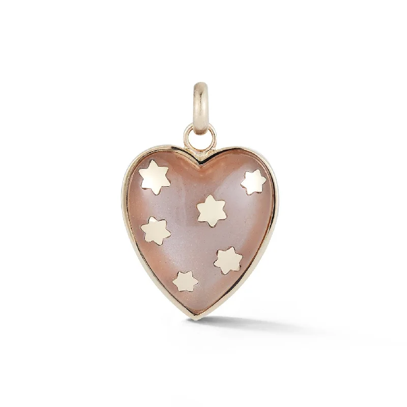 14K Gold & Grey Moonstone Anna Heart Charm