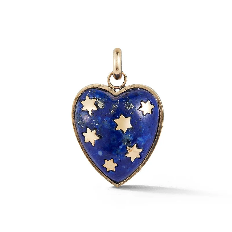 14K Gold Lapis Anna Heart Charm