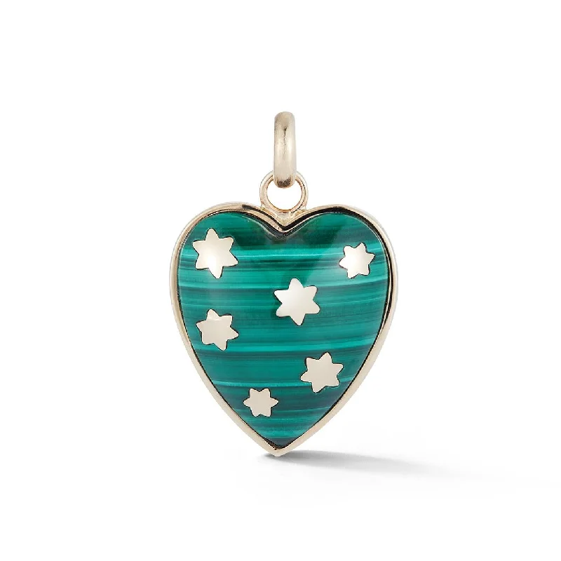 14K Gold & Malachite Anna Heart Charm