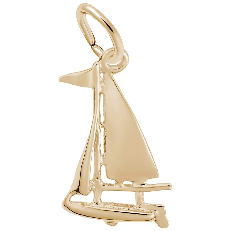 14K Yellow Gold Small Sloop Sailboat Charm