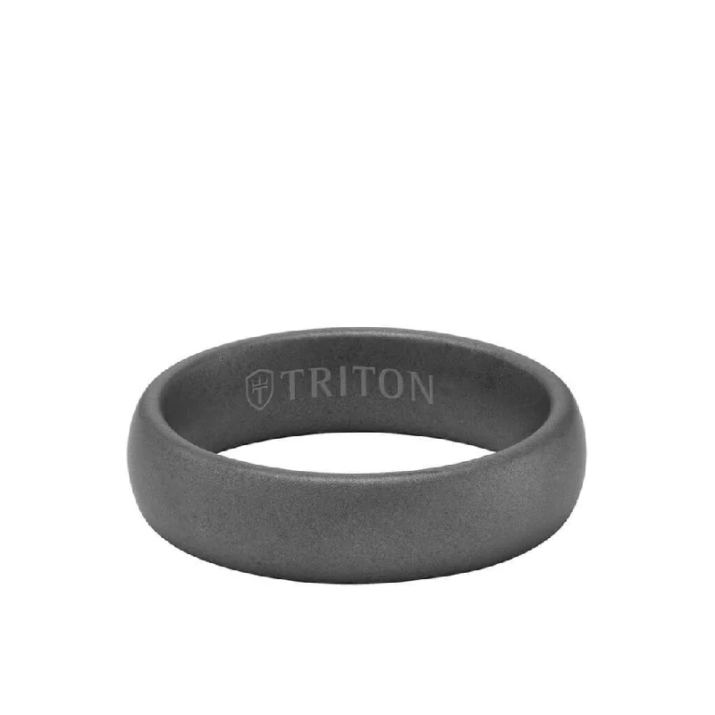 6MM Tungsten Carbide Ring - Light Sandblasted Finish and Rolled Edge