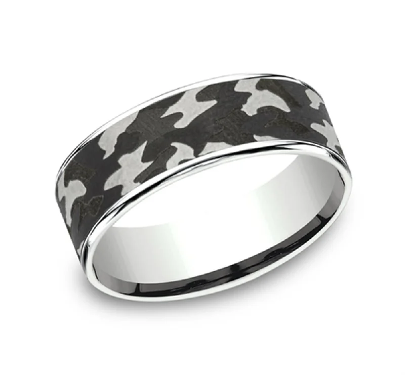 Camo Band | Tantalum & 14K White Gold | 7.5mm Width