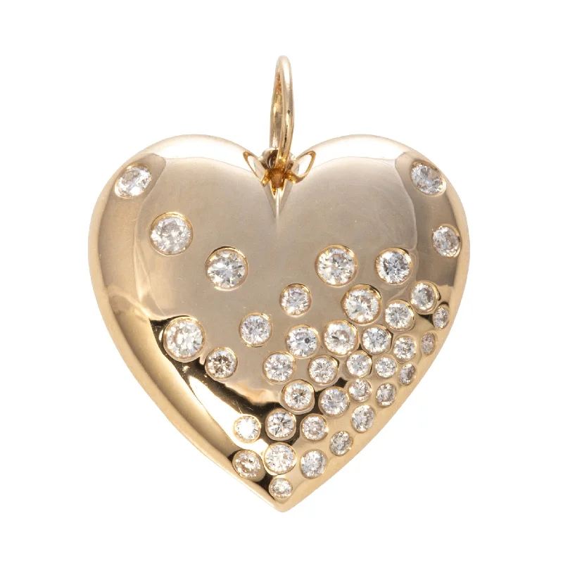 Diamond Scatter 14K Yellow Gold Heart Pendant