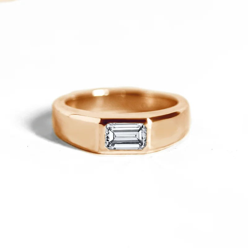 Emerald-Cut Diamond Signet Ring