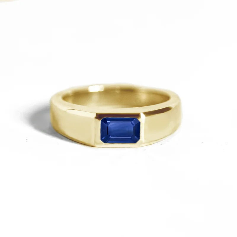 Emerald-Cut Sapphire Signet Ring