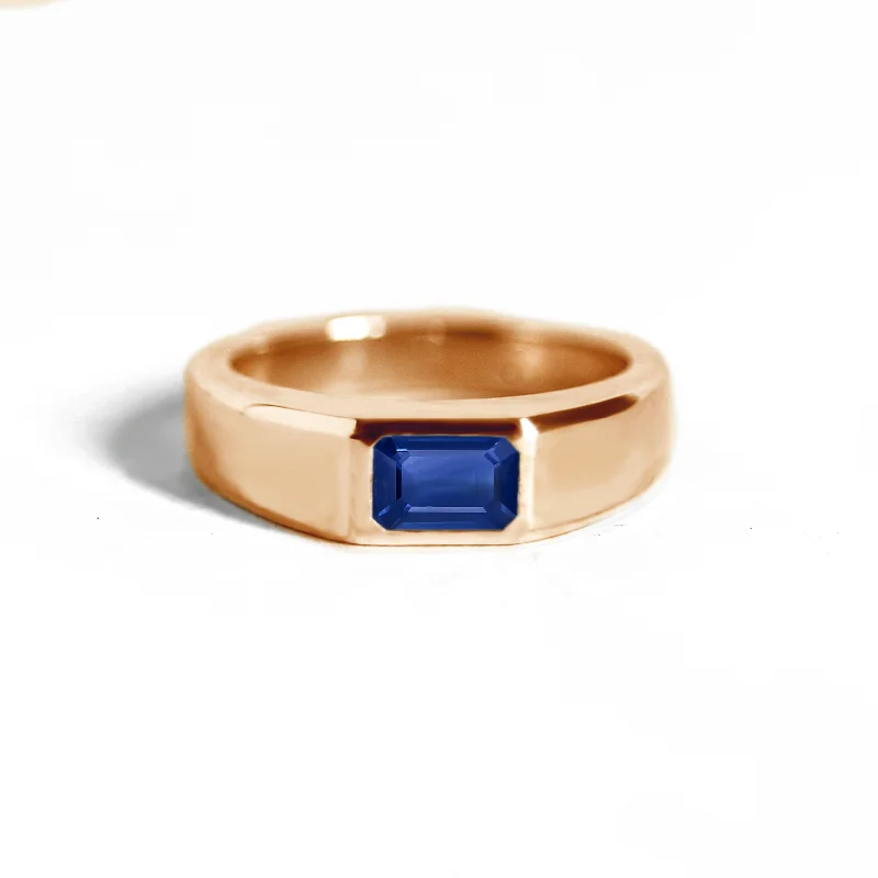 Emerald-Cut Sapphire Signet Ring